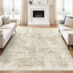 Soalmost 9x12 Area Rugs for Living Room Washable Rug Abstract Beige/Gray | - Image 8