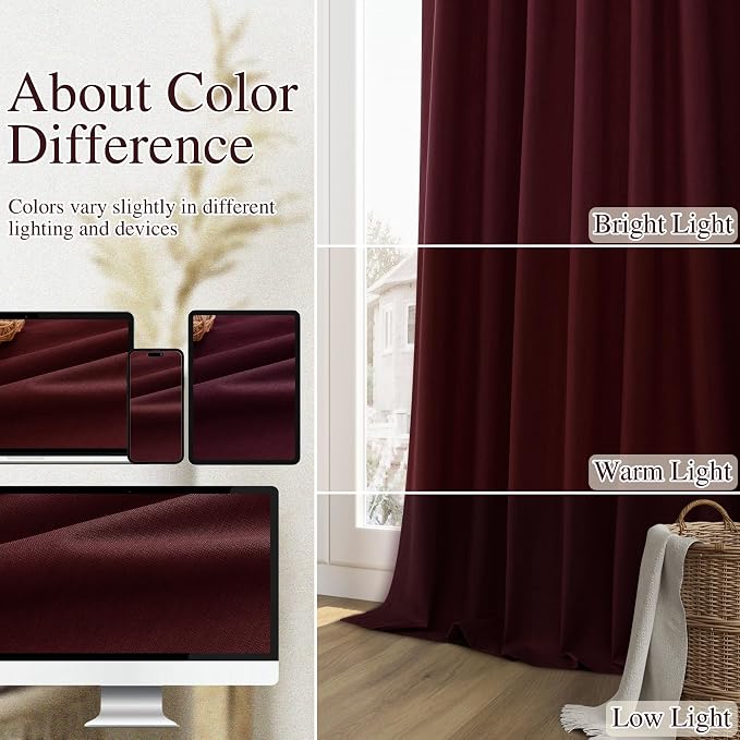 100% Blackout Curtains 120 Inch Length 2 Panels Set - Image 7