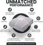 Gold Case Throw Blanket for Bed – 100% Recycled Turkish Cotton Bed Blanket – Decorative Throw Cotton Blankets for Living Room & Bedroom – Woven Twin Blankets - 71x90 - Grey
