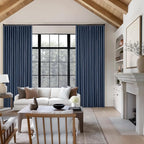 Navy Blue Blackout Linen Curtains 108 Inches Long - Image 7