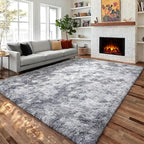 Abstract Shaggy Washable Area Rug 4x6 Plush Soft Fluffy Fuzzy Retro Carpet | by PAGISOFE