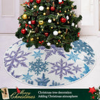 Christmas Purple Blue Snowflake Tree Skirt, Seasonal Tree Mat Holiday Party Supplies Ornaments Indoor Outdoor Decorations for Tabletop Trees 35.4 Inches