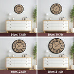 Large Wall Clock for Living Room Decor, Non Ticking Silent, Battery Operated Modern Vintage Wood Oversized Decorative Wall Clock for Bedroom Kitchen Farmhouse Office Decor