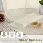 Cream Sheer Curtains 63 Inch Length 2 Panels, Rod Pocket Light Filtering - Image 4