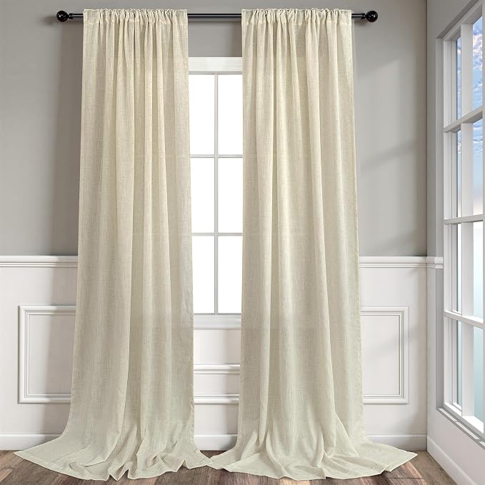 Birch Beige Linen Curtains 80 Inch Length - Image 9