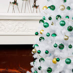 Lulu Home Christmas Ball Ornaments, 34 Ct 1.57" Pre-Strung Hanging Ornament Decorations, Xmas Shatterproof Plastic Balls for Holiday Party Wreath Garlands Trees, Green