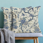 CXMEIFLY Spring Floral Birds Pillow Covers 16 x 16 Inch Set of 2 for Chinoiserie Flowers Decor Throw Pillows Blue and White Plant Outdoor Decorative Cushion Cases for Couch Bed Decorations