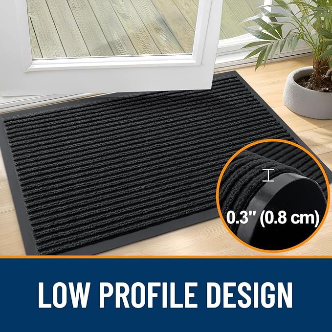 OLANLY 2-Pack Front Door Mats 59x23, Waterproof Heavy-Duty Doormats | Black - Image 4