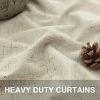 100% Blackout Neutral Curtains for Living Room 96 Inches Long 8 ft Faux Linen - Image 3