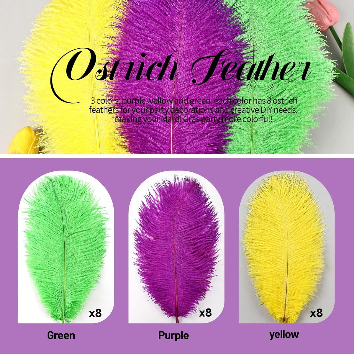 THARAHT Mix Colour Ostrich Feathers 12pcs Natural Bulk 10-12Inch 25cm-30cm for Wedding Party Centerpieces Easter Gatsbi and Home Decoration Feathers