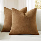 MIULEE Bronze Chenille Couch Throw Pillow Covers, 18x18 | Set of 2, Farmhouse by MIULEE
