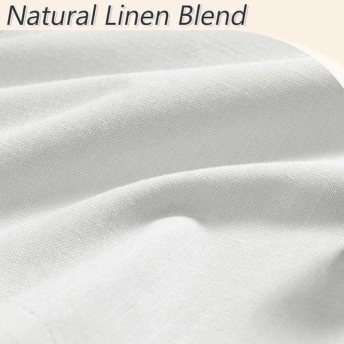 White 100% Blackout Linen Curtains 52 Inch Wide by 104 Inch - Image 4