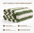 L'AGRATY Chunky Knit Blanket Throw: 60''x80'' Chenille Chunky Knitted Throw Blankets for Twin Bed Couch - Handmade Thick Cable Knit Blanket - Large Crochet Rope Blankets for Home Decor