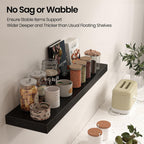 Floating Shelves for Wall, 40" W x 8" D x 1.5" H, Wooden Wall Mounted Display Shelves with Invisible Brackets for Living Room, Bedroom, Bathroom, Kitchen Decor and Storage, Set of 2, Black