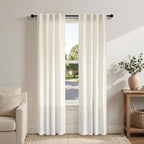 Pitalk Semi Sheer Linen Curtains 90 Inch Length 2 Panels Cream Ivory Panels by Pitalk