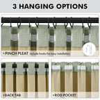 MIULEE 100% Blackout Linen Curtains 42 x 90 Inch Sage Green 2 Panels | Thermal - Image 5