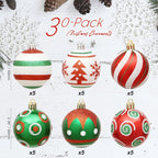 Sea Team 60mm/2.36" Set of Colorful Painted Sparkling Ornaments and Hanging Baubles for Christmas Tree - 30 Pieces