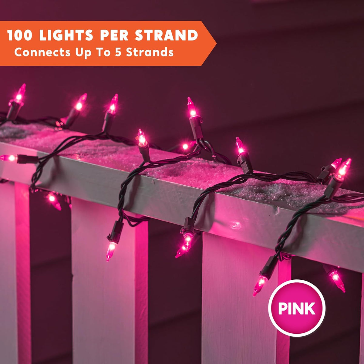 Joiedomi Pink Christmas String Lights,200(2x100) 42.8FT Valentines Day Fairy Tree Lights Plug in for Indoor Outdoor Xmas Valentines Decor Patio Holiday Theme Party Yard House,Green Wire