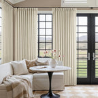 Pinch Pleated Extra Wide Beige Linen Curtain 90 Inches Long 70 Wide 1 Panel | by Twodrapes