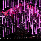Purple Christmas Lights Outdoor Meteor Shower Lights 8 Tubes 192 LED Falling Rain Dripping Icicle Light for Xmas Christmas Decor Halloween Decorations, Halloween Light Outdoor, UL Plug