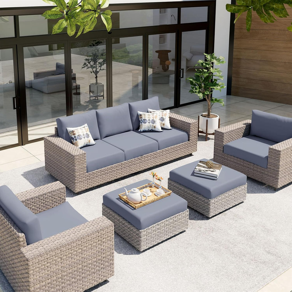 hyha Waterproof Couch Cushion Covers, Stretch Sofa Couch Seat Slipcover for Dog Washable, Non-Slip Waterproof Outdoor Cushion Covers for Patio Furniture Replacement (1 Piece for Medium, Grey)