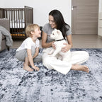 10x14 Area Rug Living Room: Modern Washable Indoor Carpet Black | - Image 10