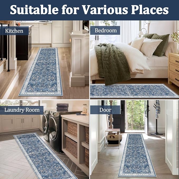 Yamaziot 2x6 Washable Hallway Runner Rug Non Slip Floral Carpet, Stain Resistant - Image 7