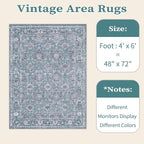 SERISSA 4x6 Washable Non Slip Floral Boho Area Rug - Image 6