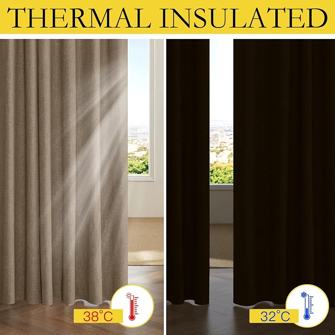 NICETOWN Burlap Vintage Open Linen Weave Flax Thermal Curtains, 100% Blackout - Image 6