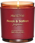 M&SENSE Neroli Saffron Scented Candles-Vegan Soy Wax, Naturally Scented, No Toxin 10oz 42-Hour Long Burning Time, Cozy Stress Relief Candle for Home Fragrance, Housewarming Gift for Women & Men