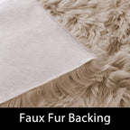 Latepis 5x8 Area Alfombras para Salas Washable Light Brown Beige Faux Fur - Image 3