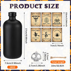 Uiifan 31 Pcs Halloween Potion Bottles Set Including Glass Apothecary Bottles with Cork Stickers and Pendants Halloween Decorations Indoor Party Supplies(White, Black,16 oz)