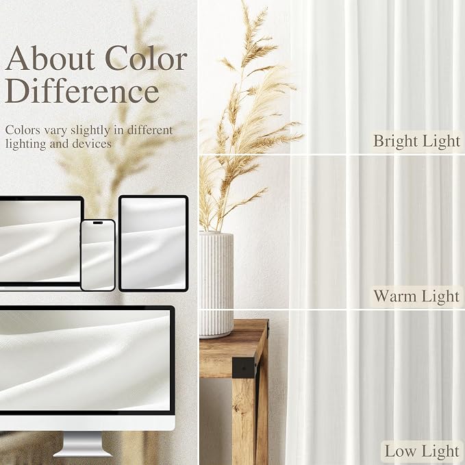 Natural Linen 102 Inch Long Curtains - Image 4