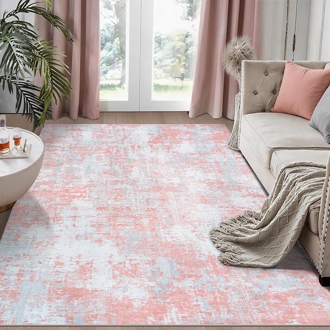 Aelenmu 5x7 Area Rugs for Living Room Bedroom Dining Room Washable Pink | Soft by Aelenmu