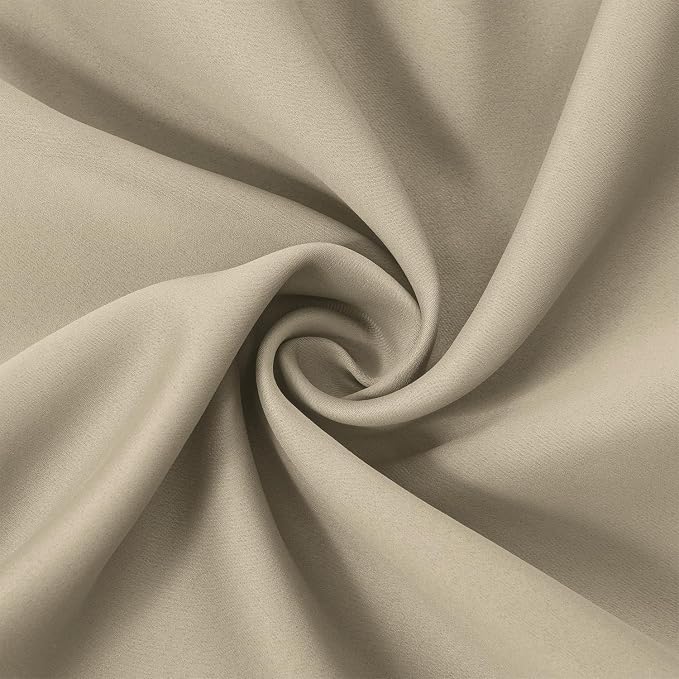 Blackout Curtains 52 x 45 inch/Beige Curtains Set of 2 Panels/Thermal Insulated - Image 5