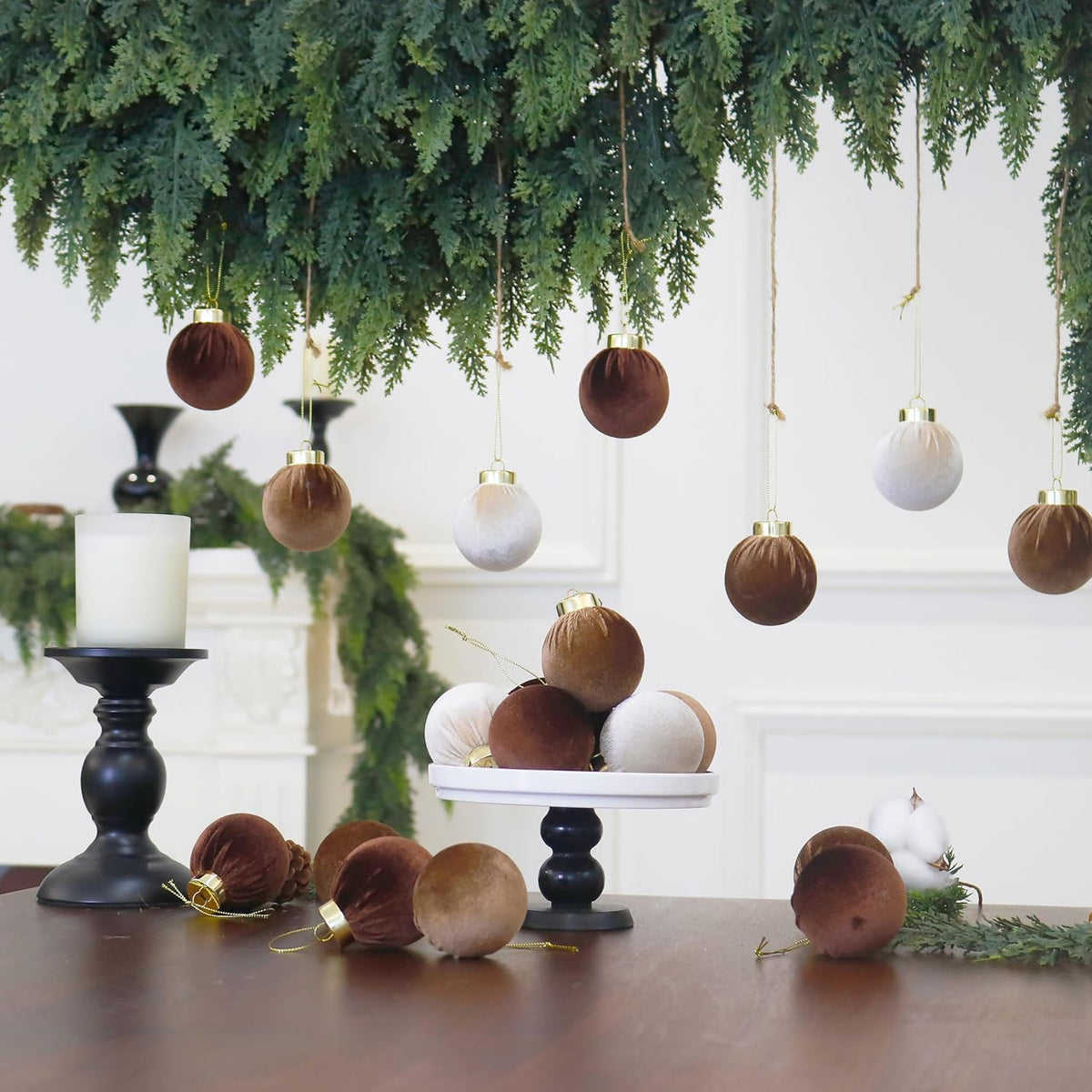 3.15inch Velvet Ornaments for Christmas Tree, 15pcs Multicolor Flocked Christmas Ornaments Decorations Balls Set Decor