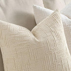 MIULEE Chenille Textured Throw Pillow Covers Beige 18x18 Set of 2 | Slubby - Image 3