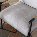Mid-Century Accent Chair Set of 2, Soft Armchair Chenille Fabric Lounge Chair with Black Metal Legs, Upholstered Leisure Chair for Living Room Bedroom Reception Room, Grey