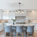 6-Light Farmhouse Brushed Nickel Chandelier,Modern Chandeliers for Dining Room Light Fixture Over Table,Adjustable Hanging Industrial Rustic Pendant Lights Kitchen Island Light with Clear Glass Shade
