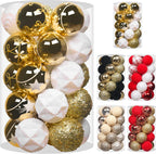 2.36In Velvet Christmas Ball Ornaments, 25PCS Gold/White Flocked Christmas Tree Hanging Decorations, for Home Holiday Wedding Indoor Xmas Party Decor.
