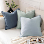 MIULEE Decorative Linen Euro Sham Pillow Covers 24x24 Inch Blue Ashes | Boho - Image 4