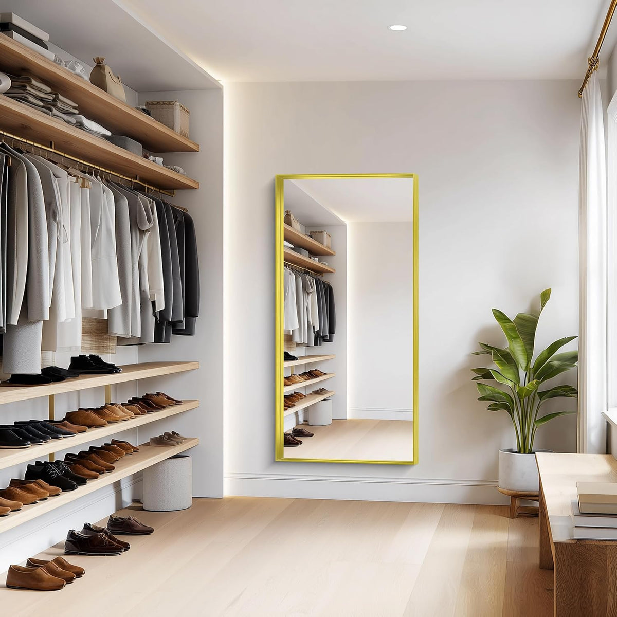 Gold Bathroom Mirror, 30x60 Inch Rectangular Deep Frame Mirror, Large Wall Mounted Bathroom Vanity Mirror Over Sink for Bedroom,Restroom, Living Room, Hangs Vertically or Horizontally