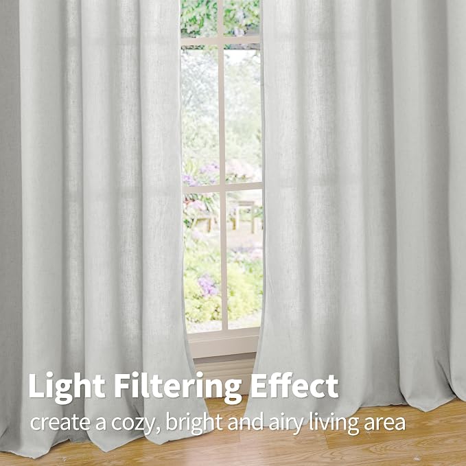 YoungsTex Light Grey Linen Curtains 84 Inches Long - Image 6