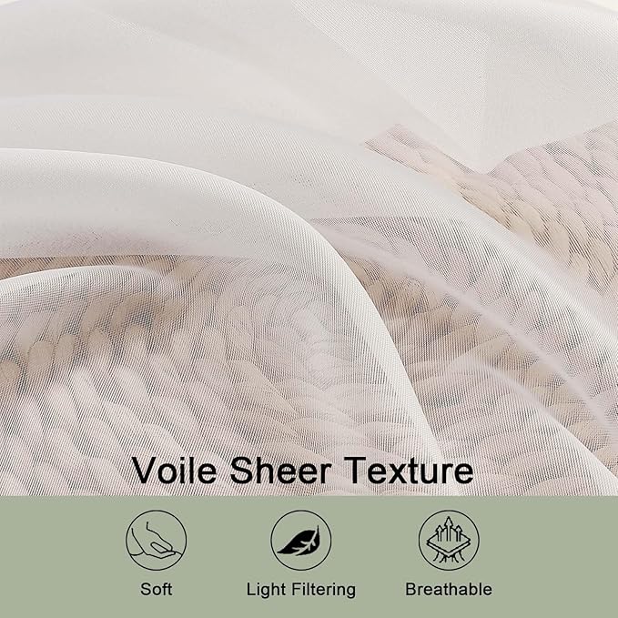 Ivory Sheer Curtains 68 Inch Length 2 Panels Set - Image 4