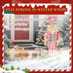 61Inch Nutcracker Christmas Decor Outdoor with LEDs 5 Feet Lighted Large Nutcracker Lighted Christmas Decorations Outdoor with Stakes & Zip Ties for Xmas Yard, Porch, Lawn