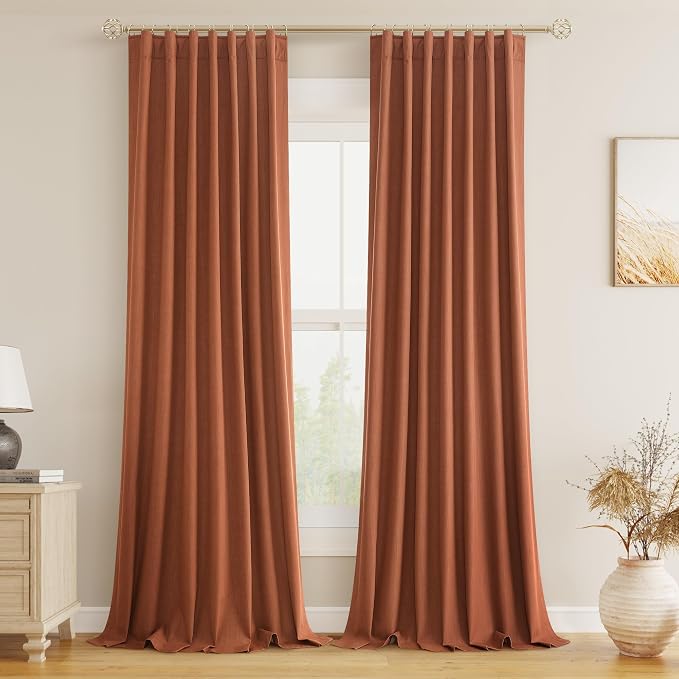 Terracotta 100% Blackout Curtains 84 Inch Length 2 Panels Set Fall Curtains by Guken