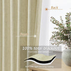 100% Blackout Linen Curtains for Bedroom 90 inches Long, Thermal Insulated Room - Image 4
