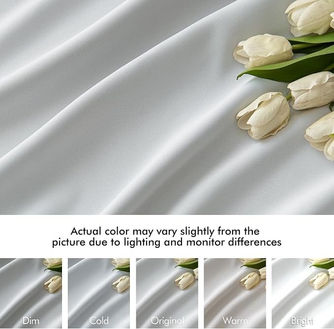 MIULEE Greyish White Back Tab Blackout Curtains 52x120 Inch Long 2 Panels | Rod - Image 8