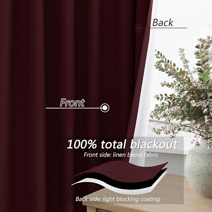100% Blackout Curtains 120 Inch Length 2 Panels Set - Image 4