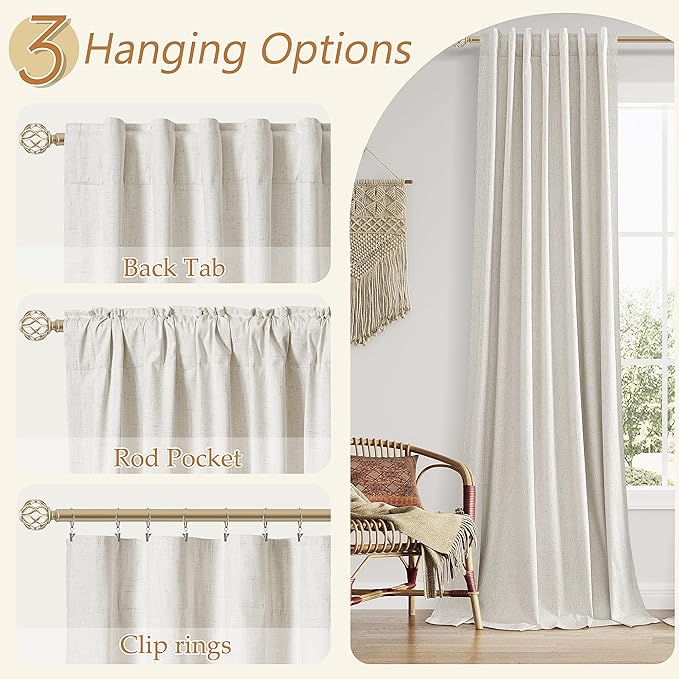 Extra Long 144 Inch Boho 100% Blackout Curtains Room Darkening Noise Reducing - Image 6